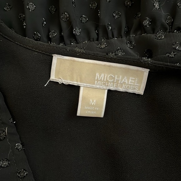 MICHAEL KORS V Neck Frill Long Sleeve Lined Dress, Size M - Picture 12 of 14